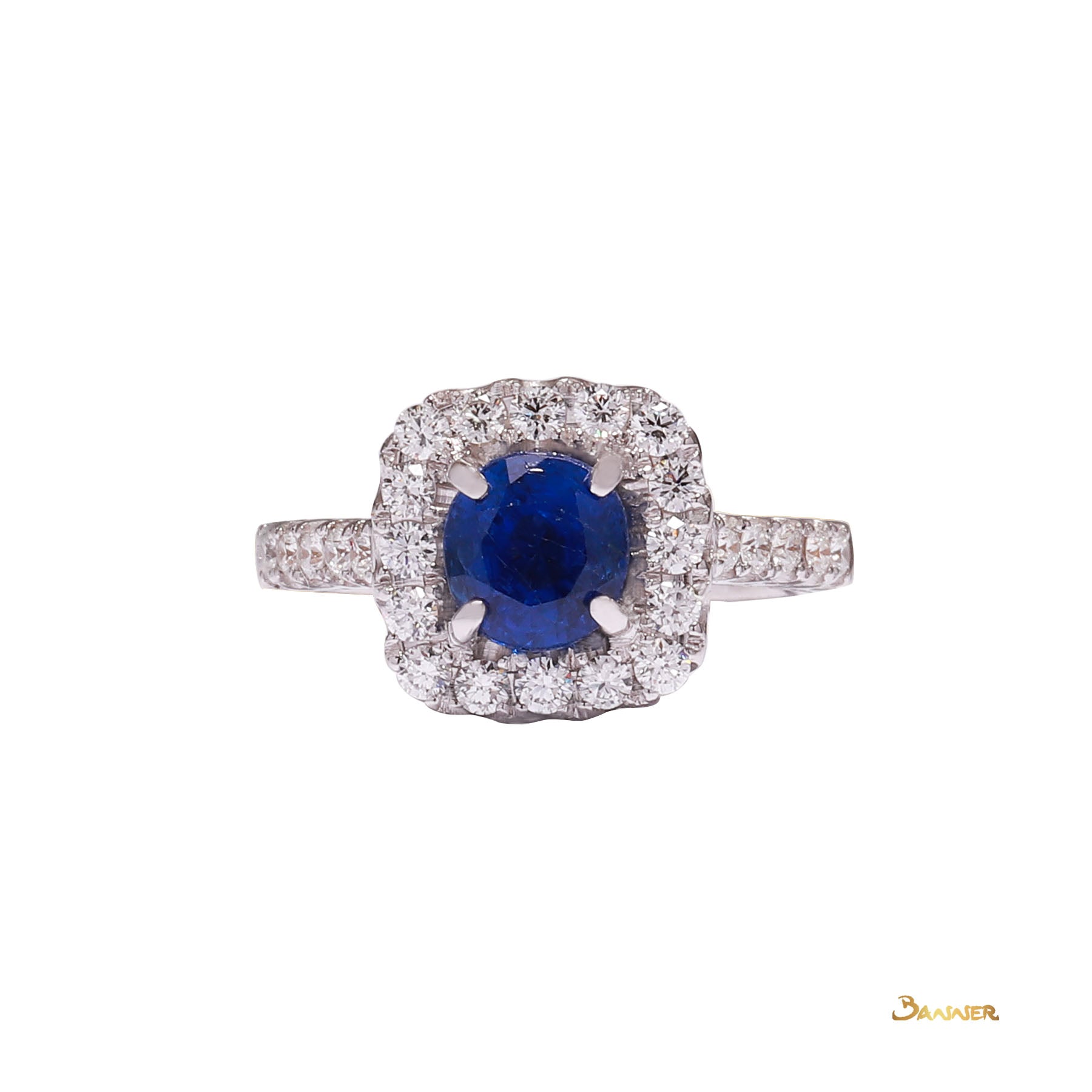 Sapphire and Diamond Halo Ring