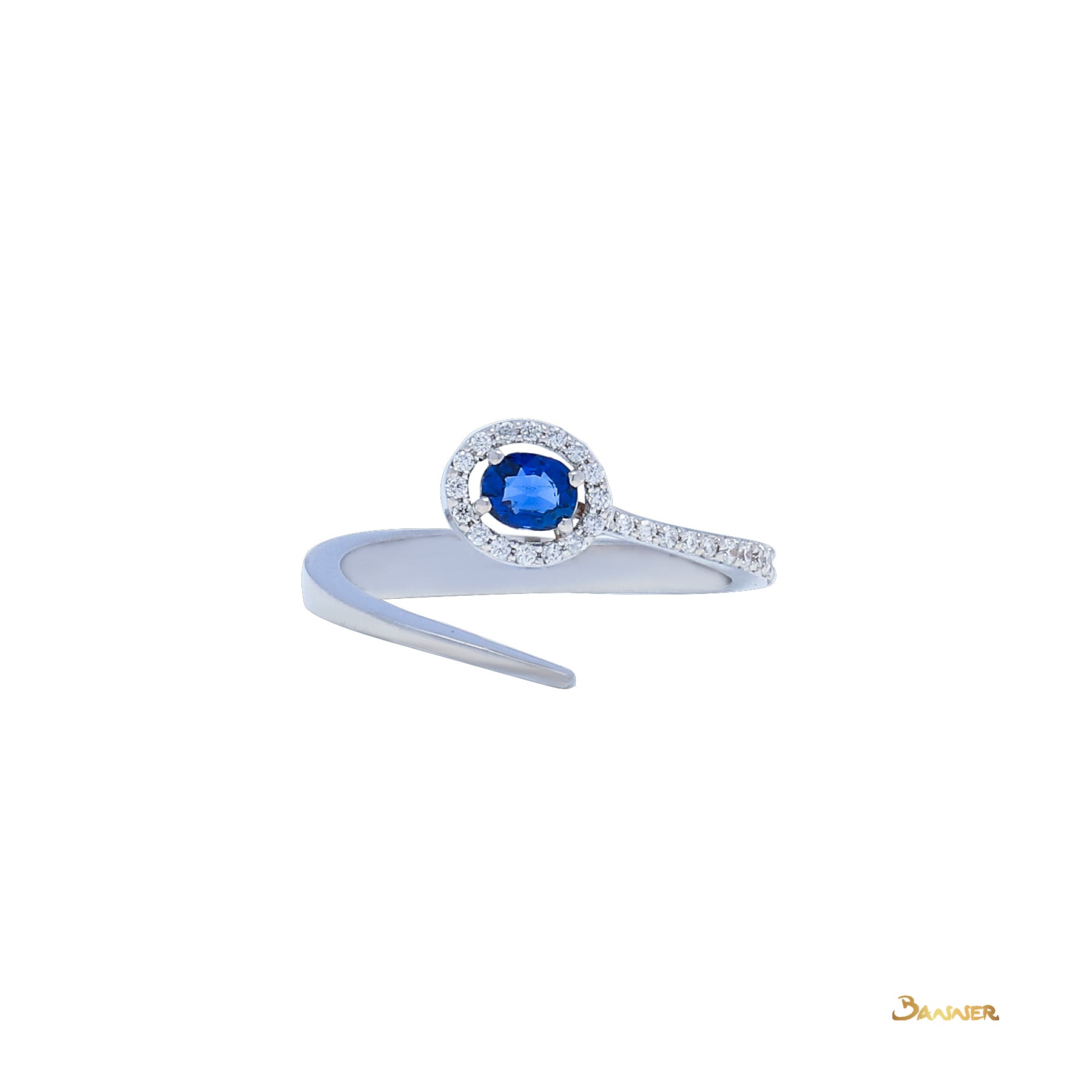 Sapphire and Diamond Halo Ring