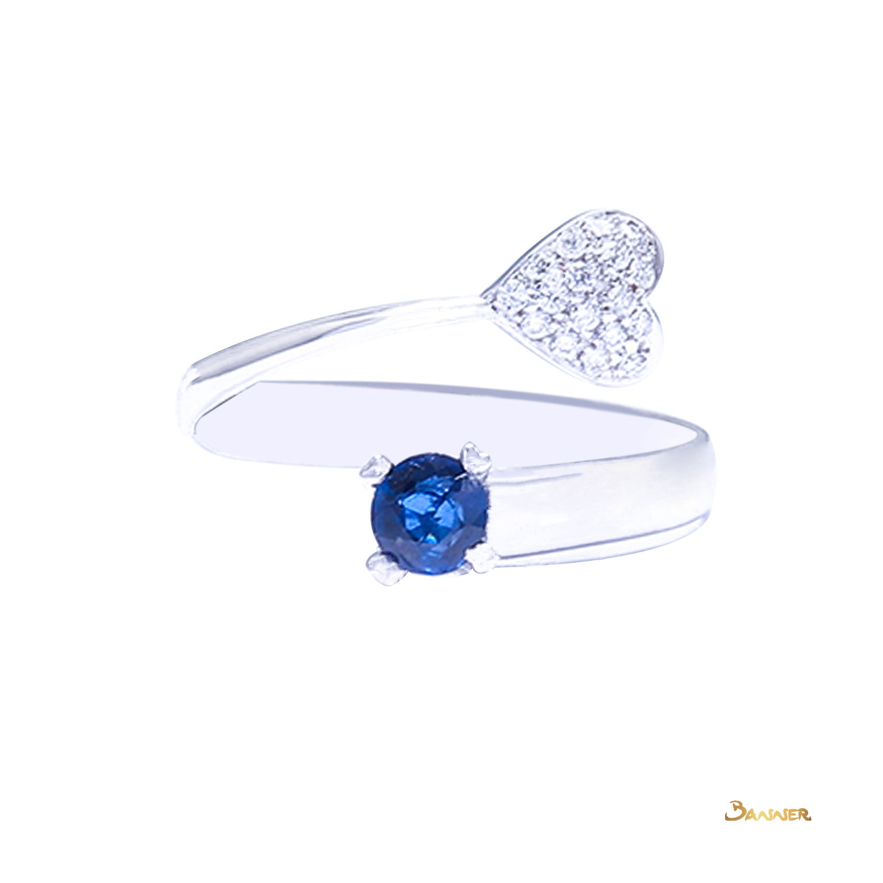 Sapphire and Diamond Love Ring