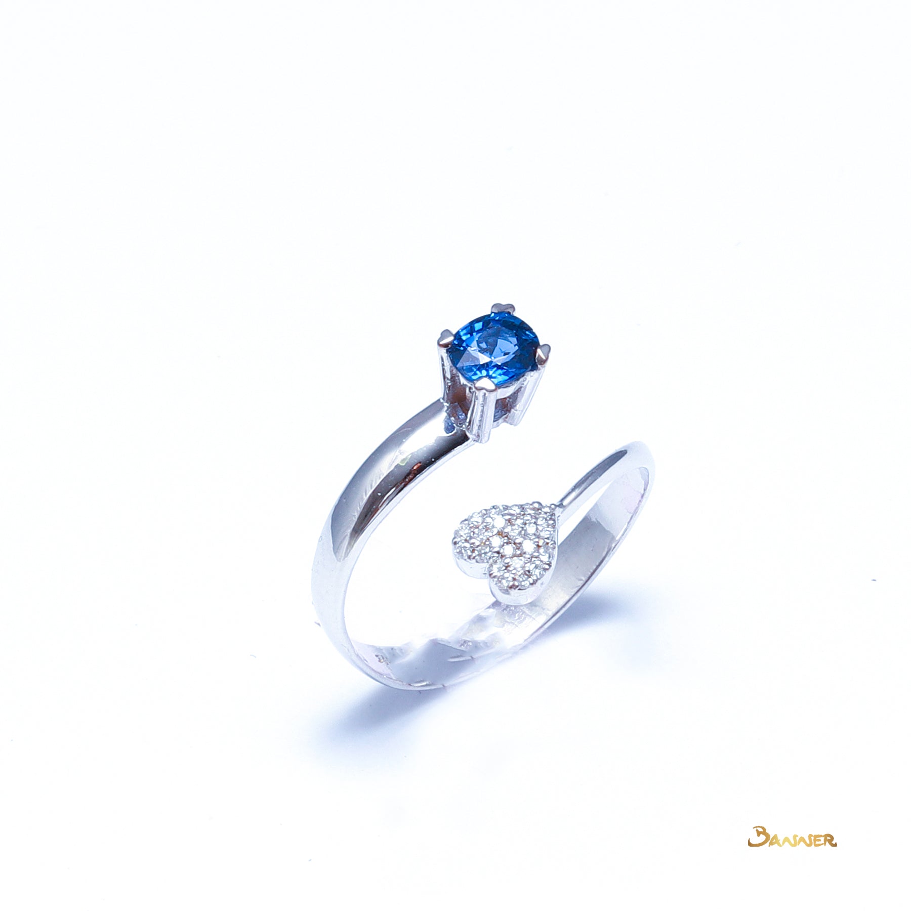 Sapphire and Diamond Love Ring