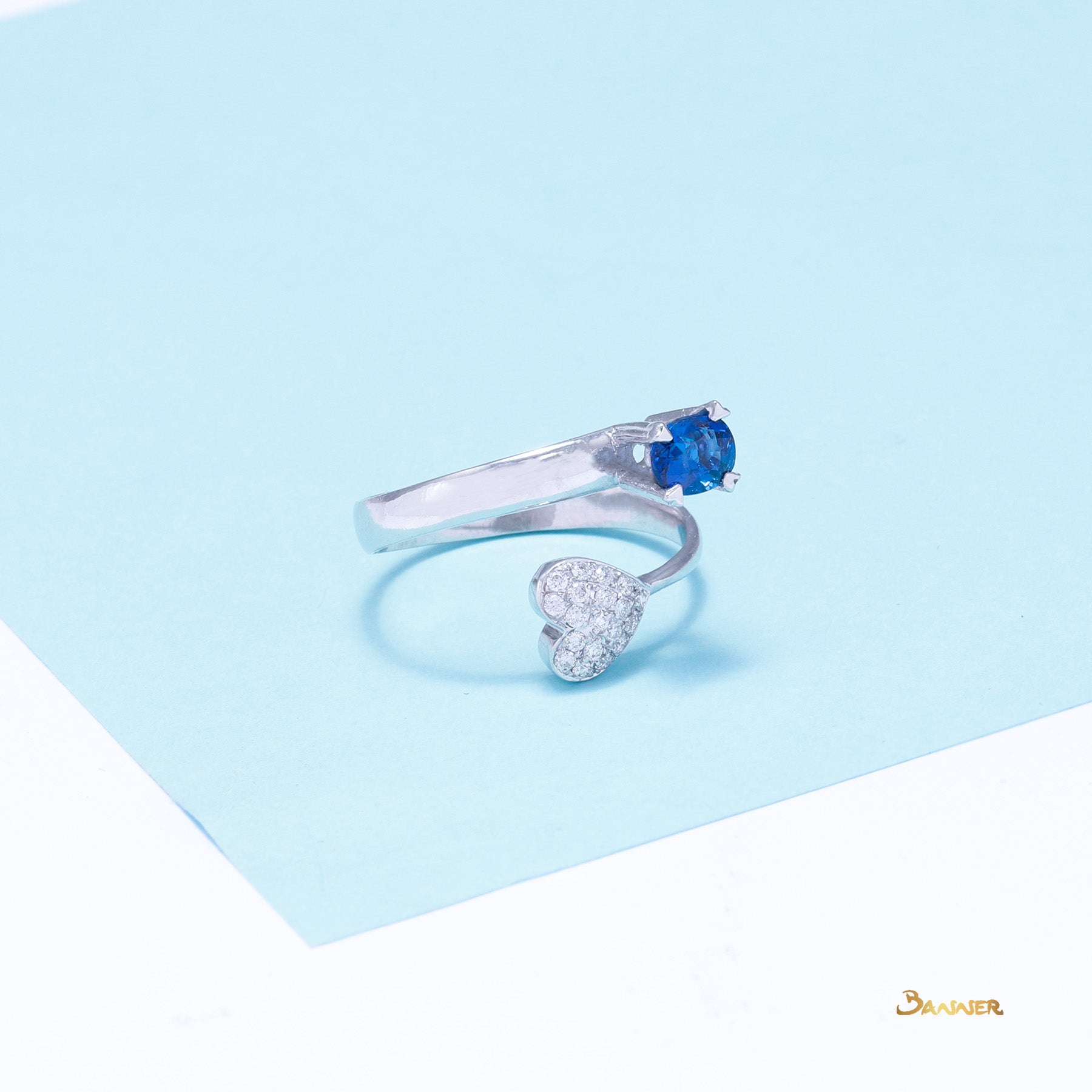 Sapphire and Diamond Love Ring