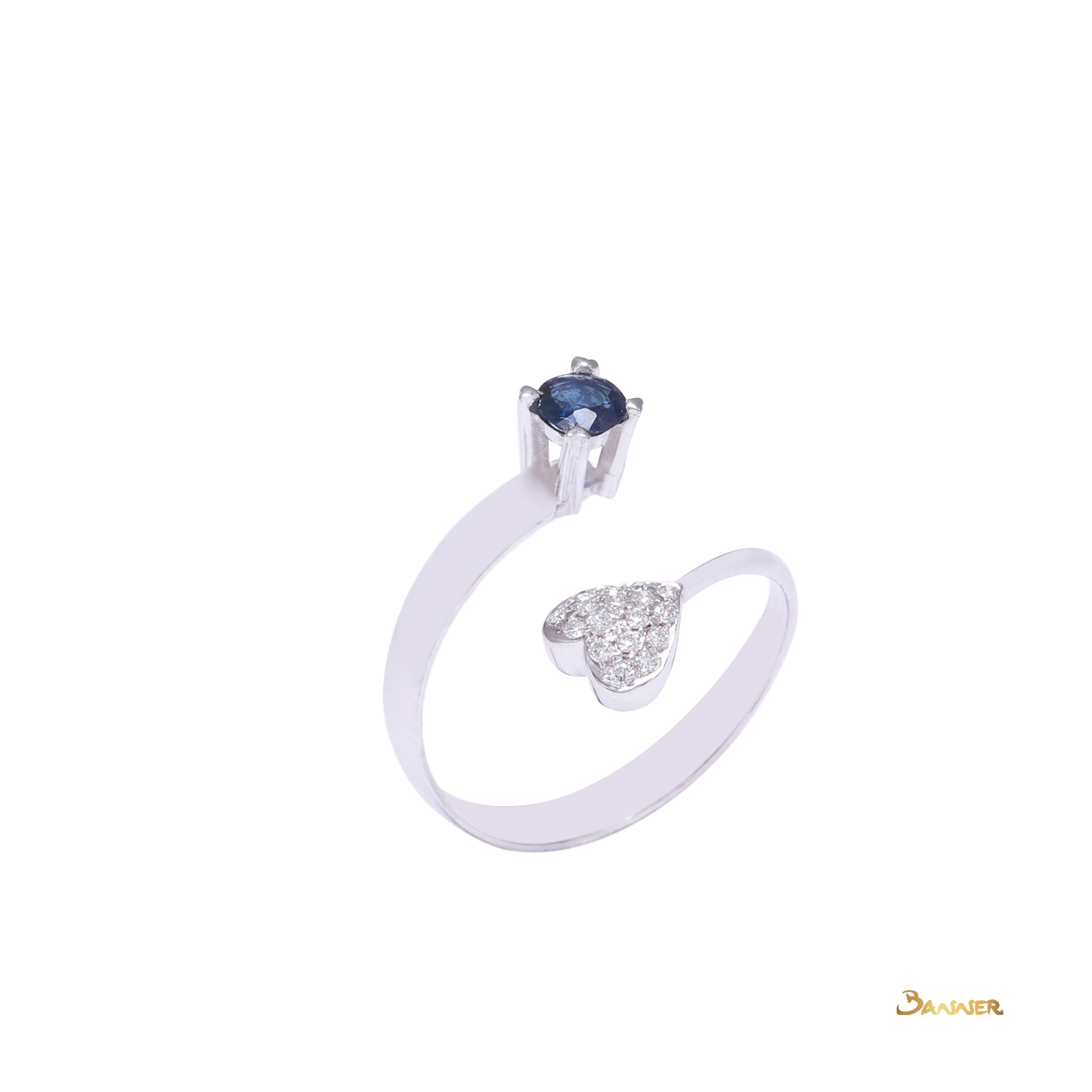 Sapphire and Diamond Love Ring