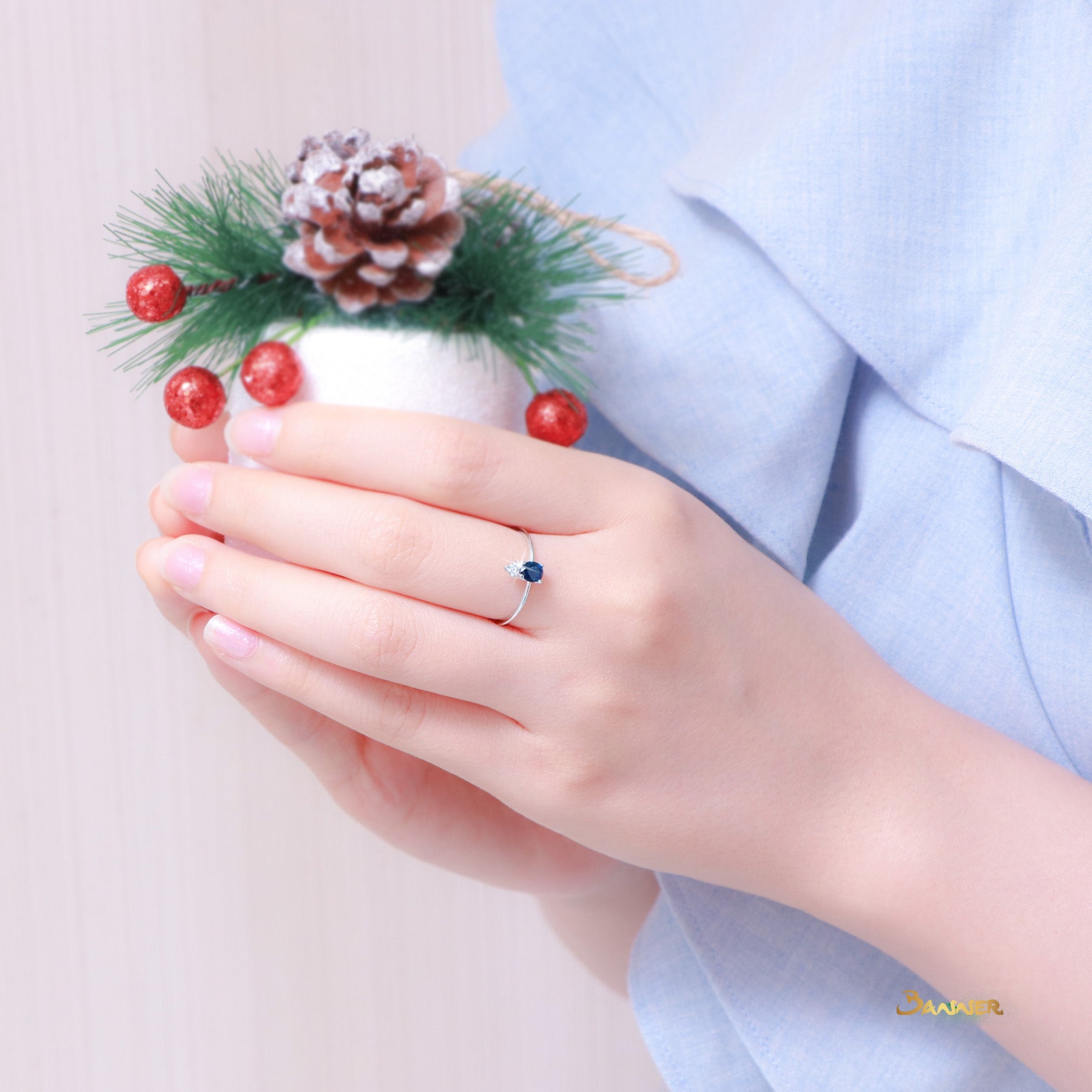 Sapphire and Diamond Petite Ring