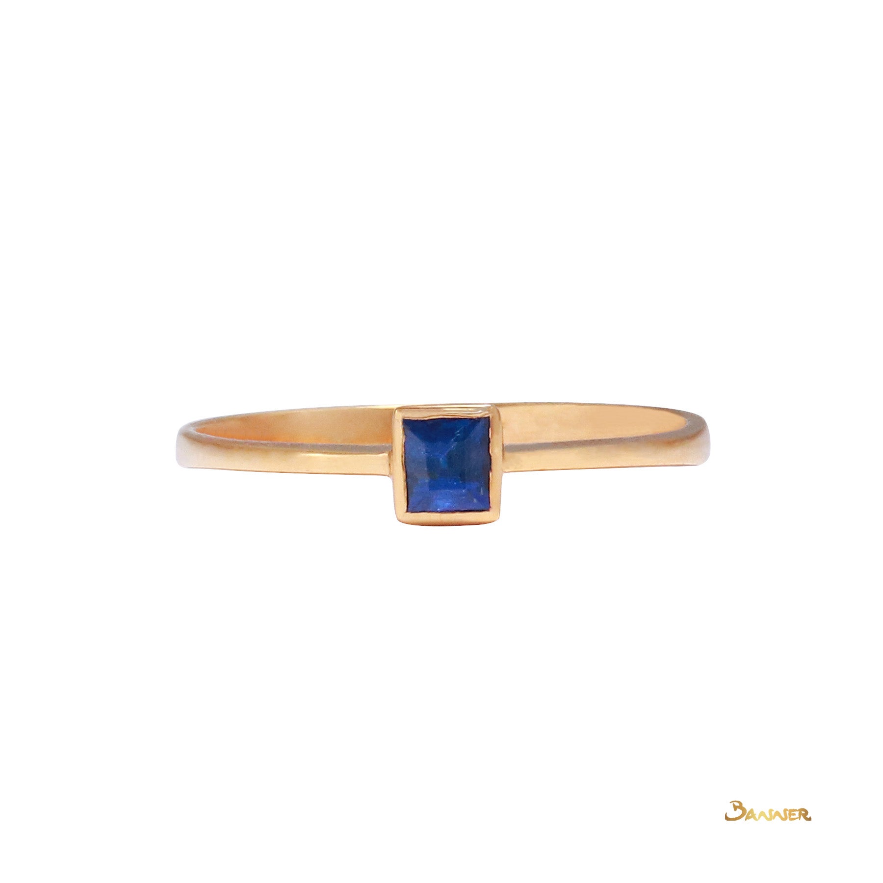 Emerald-cut Sapphire Bezel Set Ring