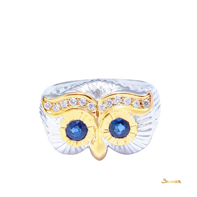 Sapphire and Diamond Owl Ring