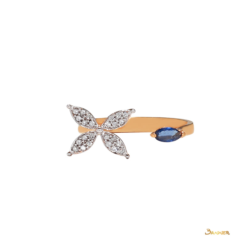 Marquise Sapphire and Diamond Butterfly Ring