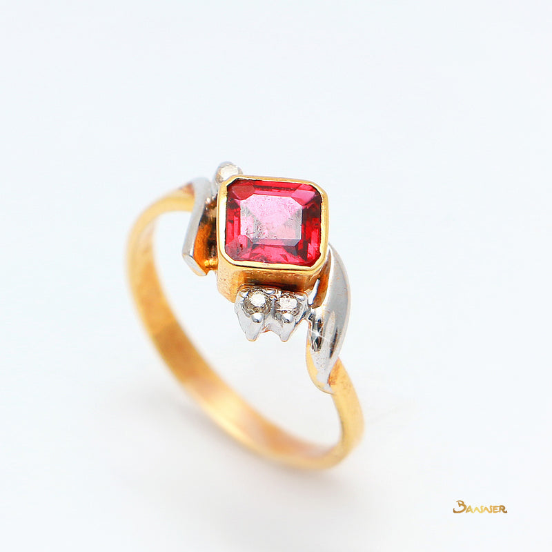 Emerald-cut Spinel and Diamond Ring