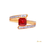 Emerald-cut Spinel and Diamond Bypass Ring
