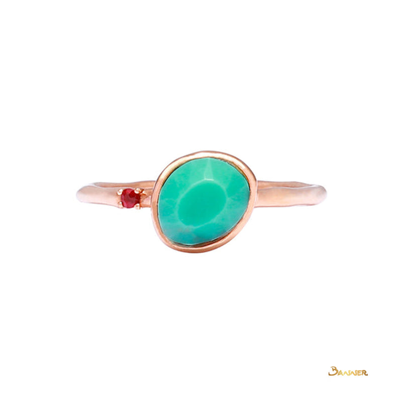 Green Turquoise and Ruby Ring