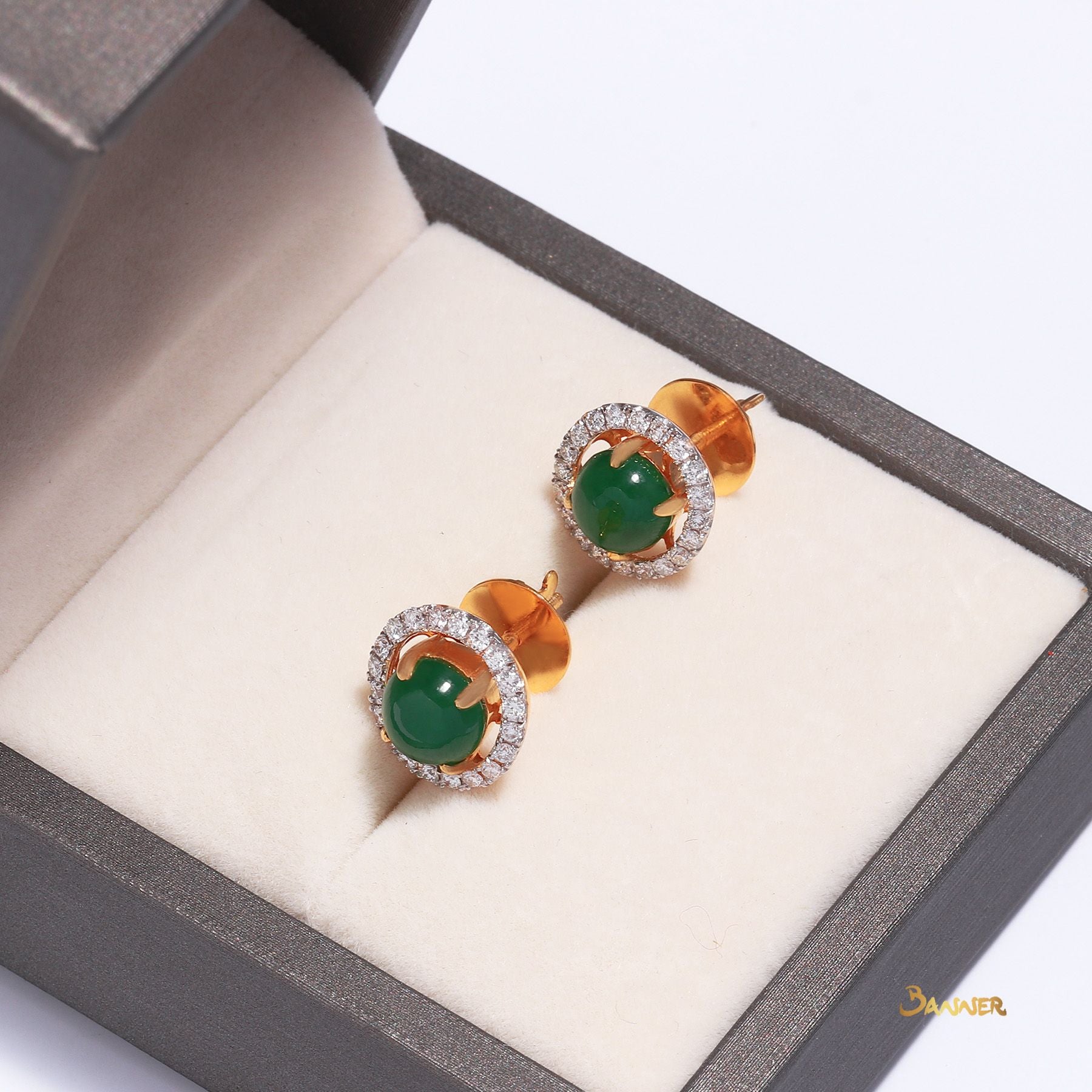 Jade and Diamond 2-way Halo Earrings