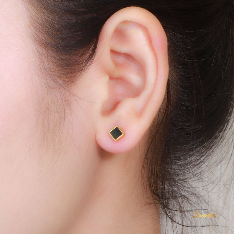Black jade Solitaire Earrings