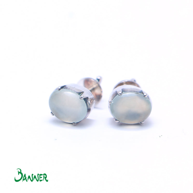 White Jade Stud Earrings