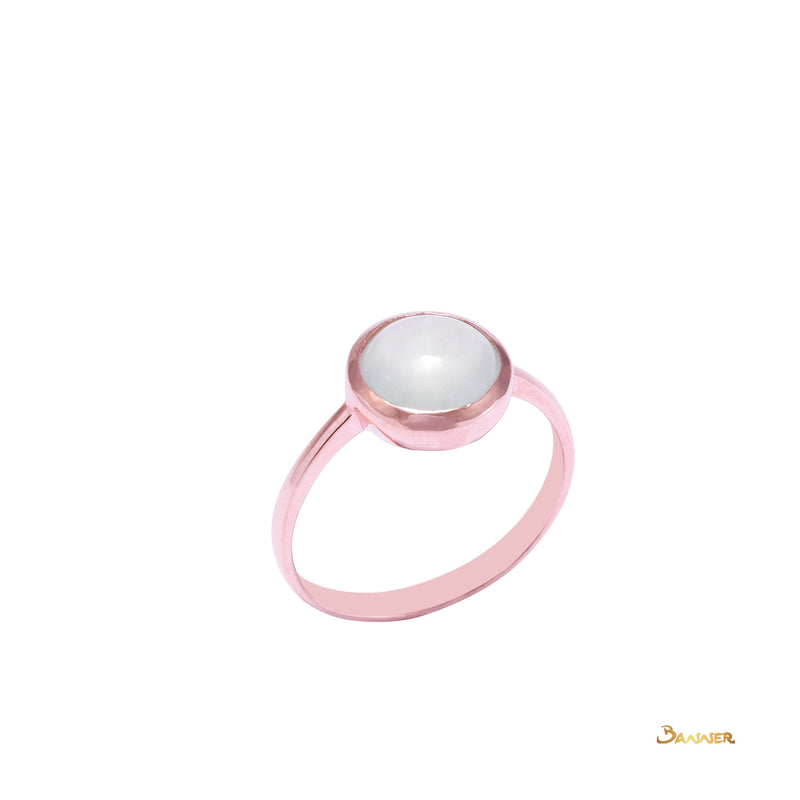 White Jade and 18K Rose Gold Ring