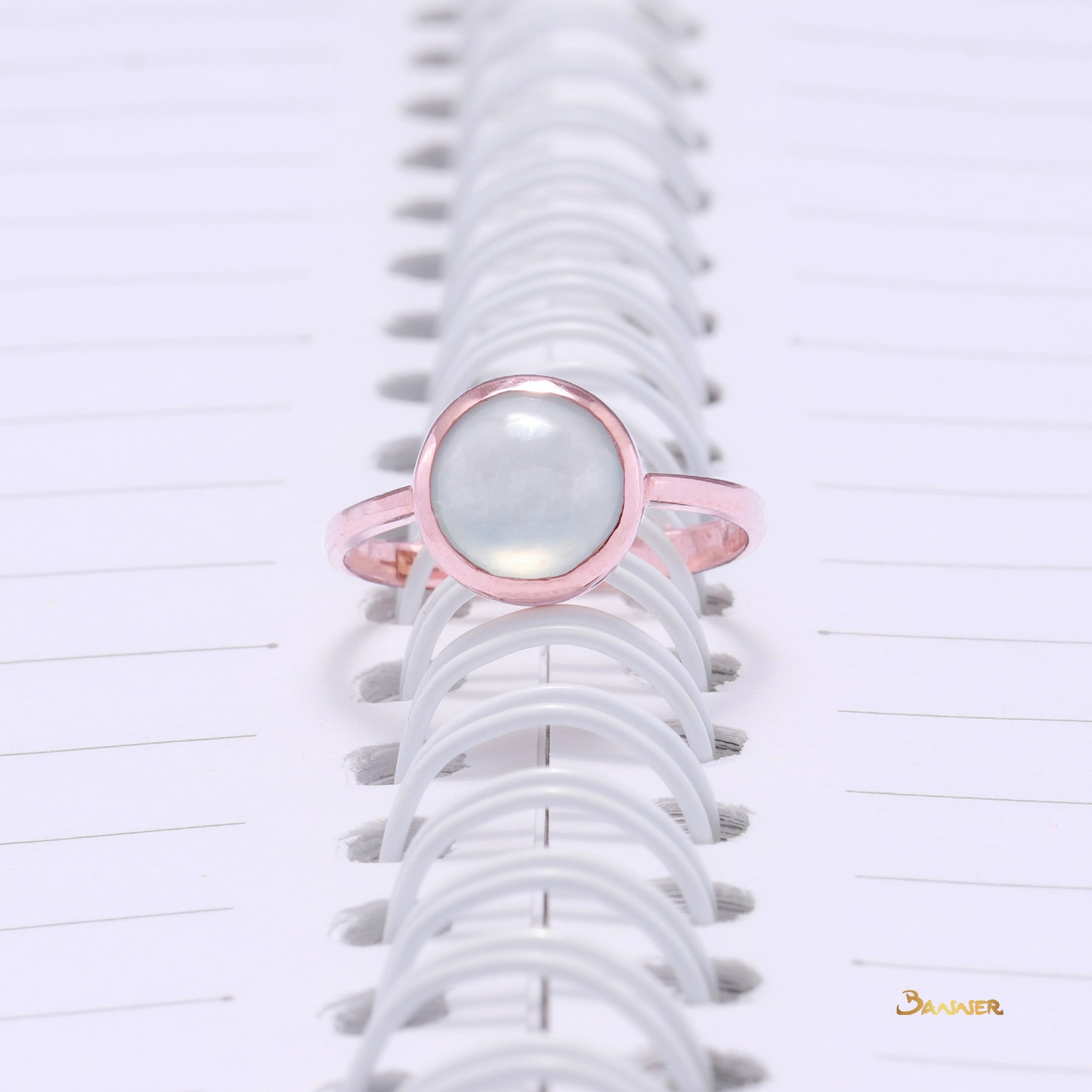 White Jade and 18K Rose Gold Ring