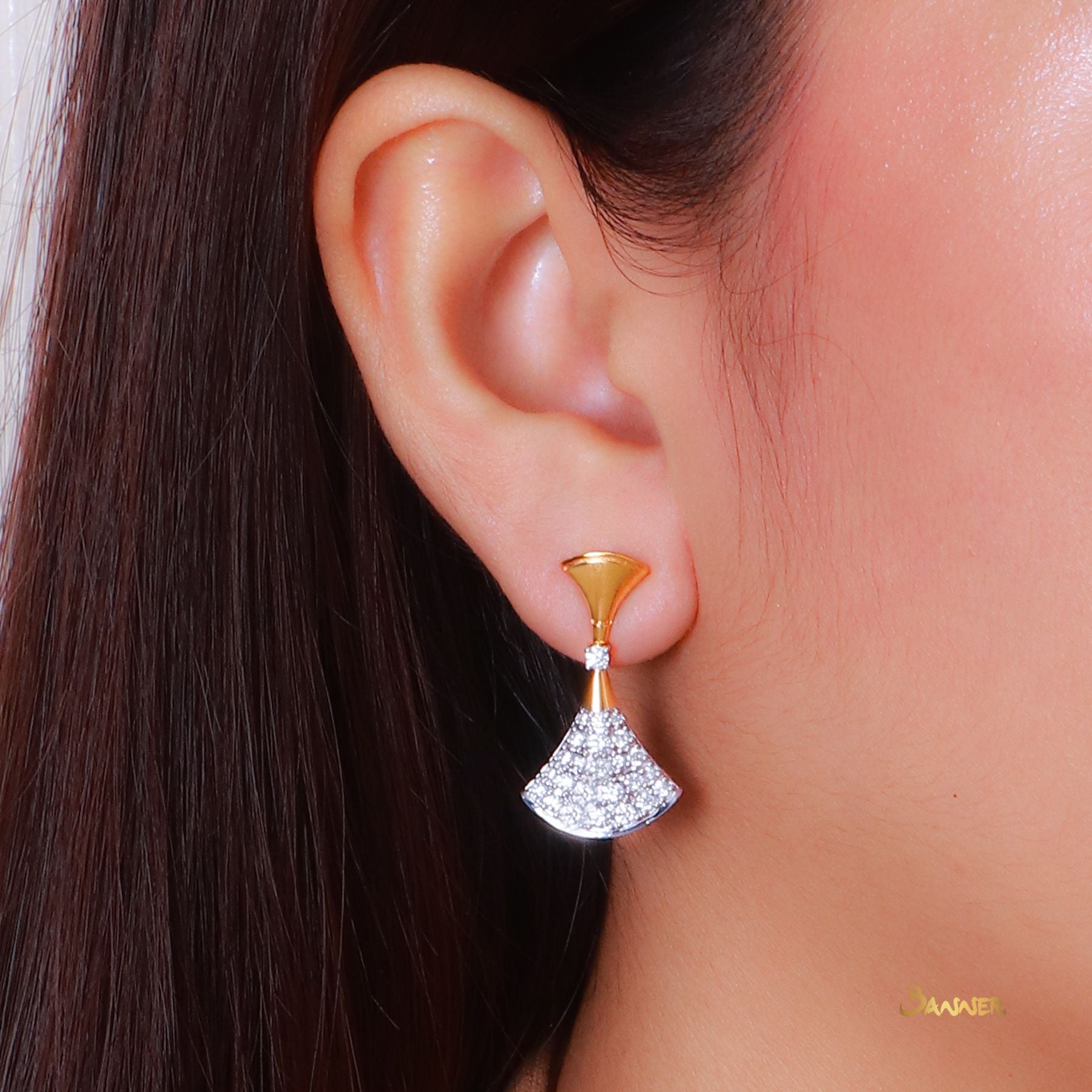 Diamond Fan Earrings