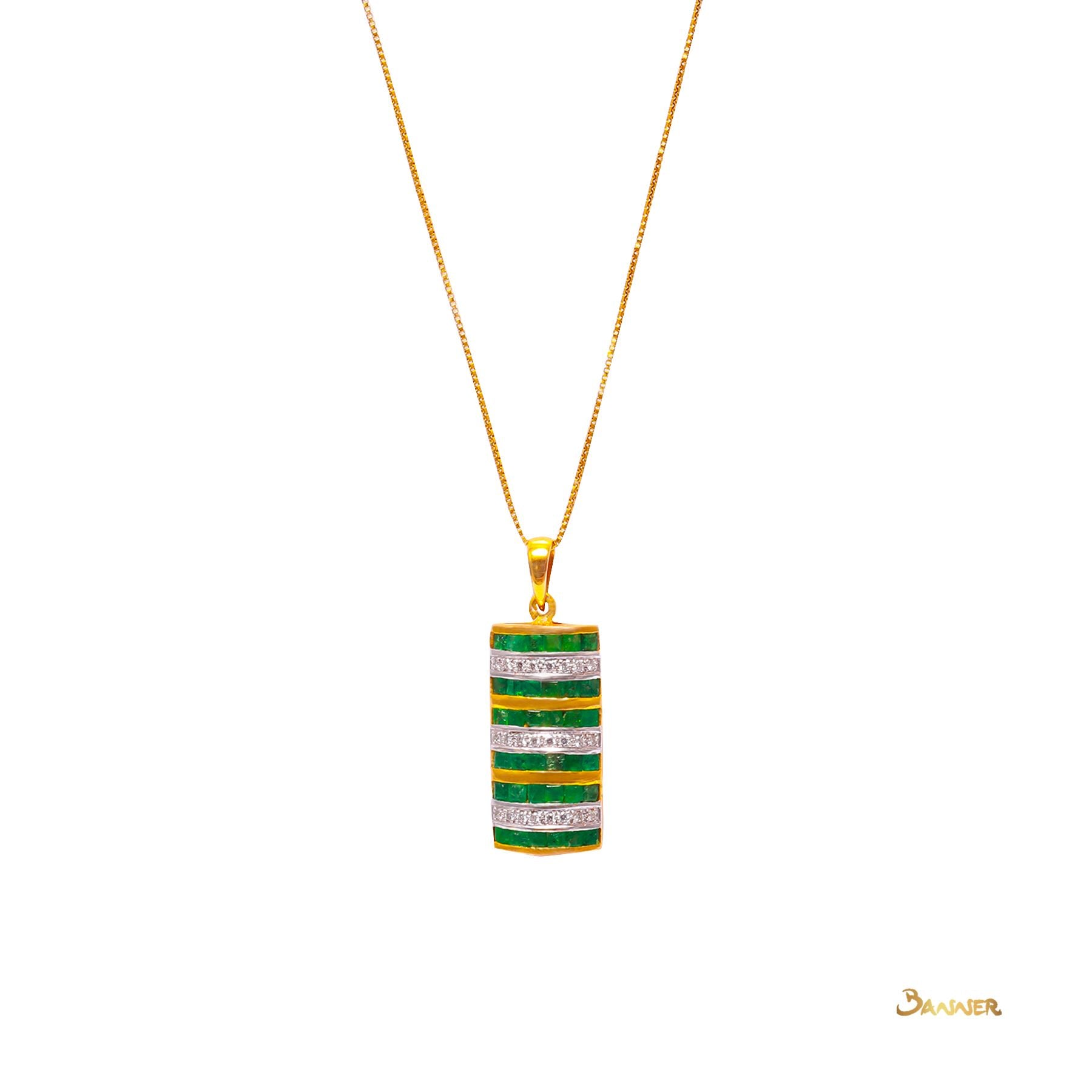 Emerald and Diamond Wasit Pendant