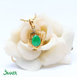 Jade and Diamond Floral Pendant