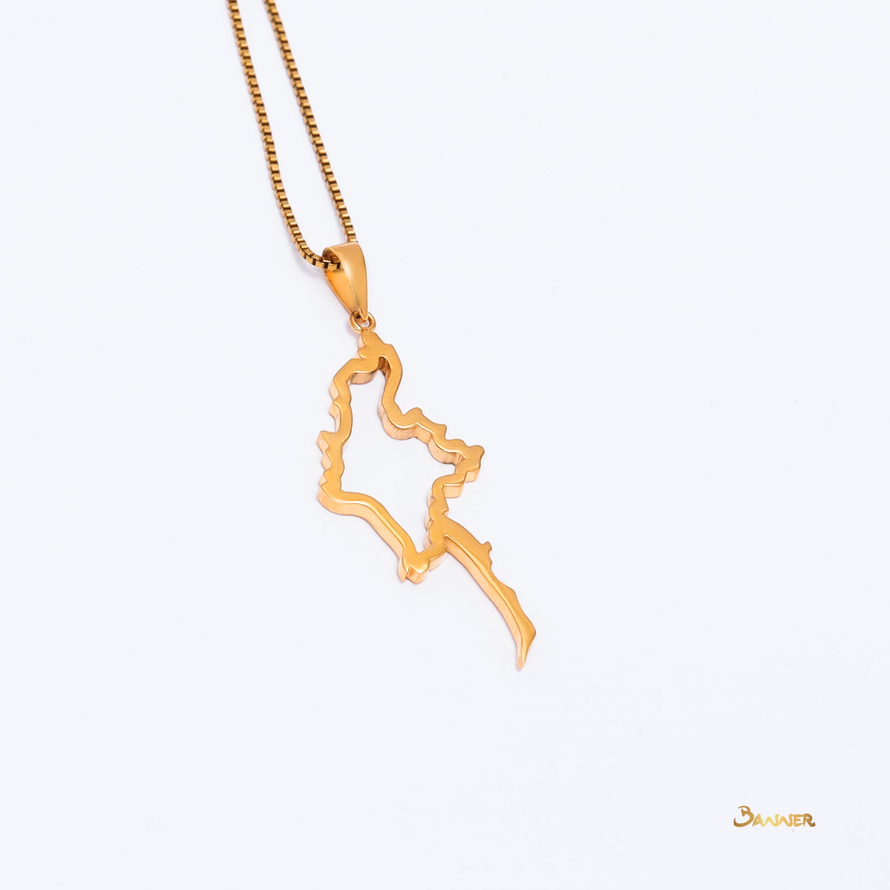 18k Yellow Gold Myanmar's Map Pendant