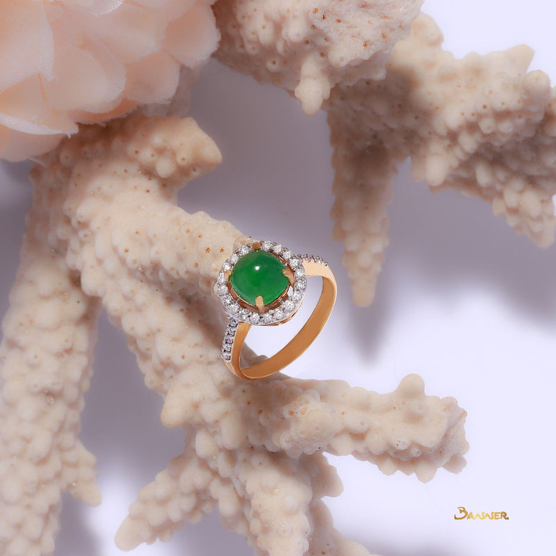 Jade and Diamond Halo Ring