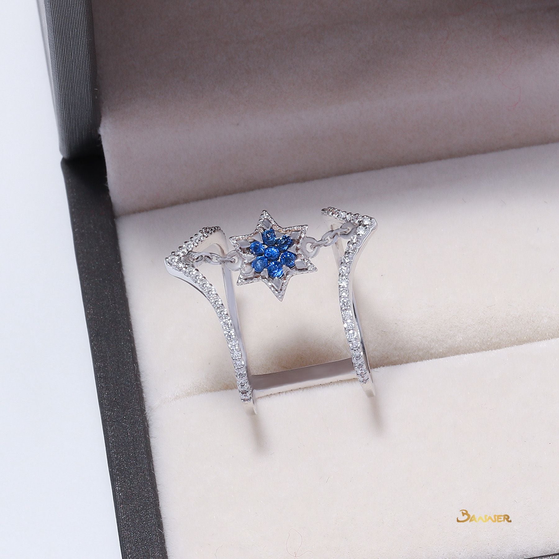 Sapphire and Diamond Arrow Ring