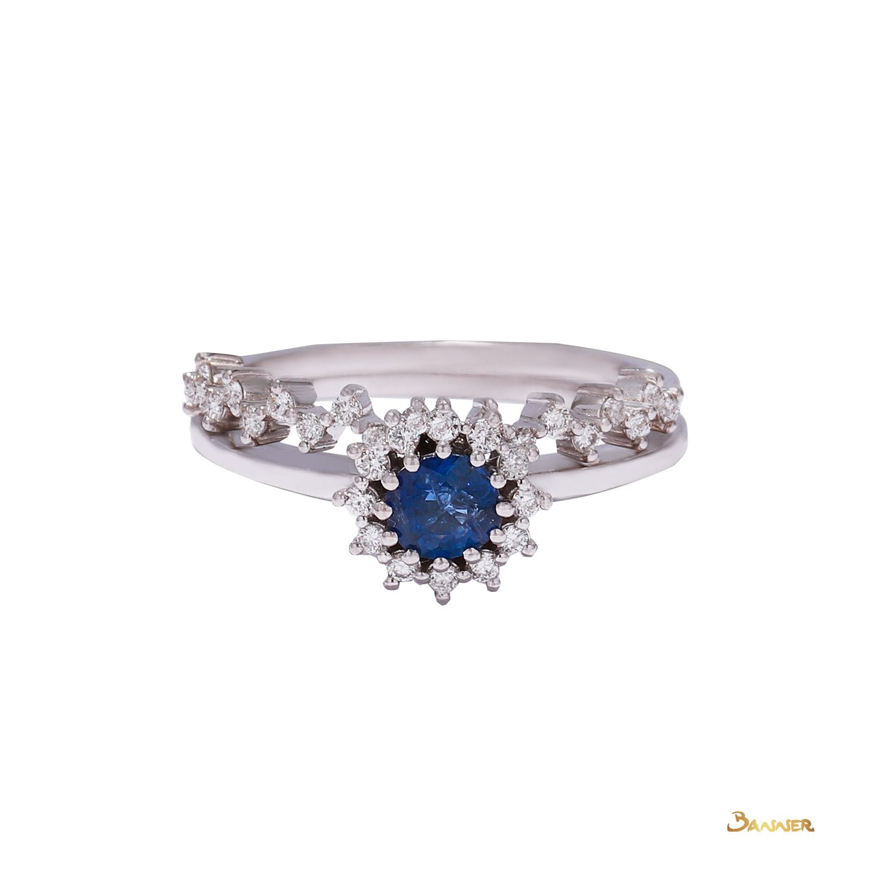 Sapphire and Diamond 3-way Ring