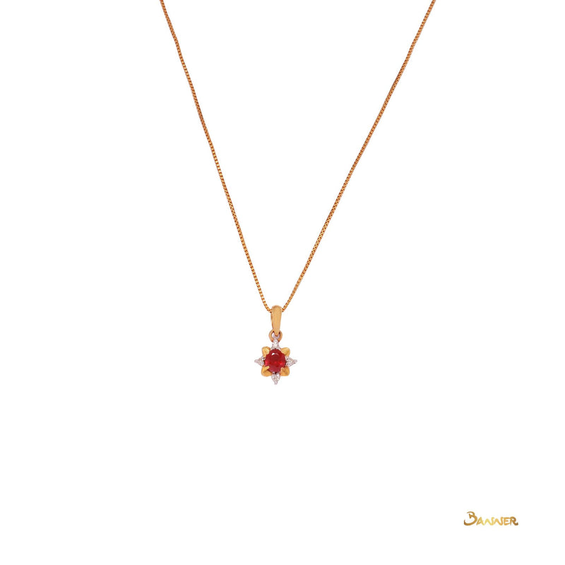 Ruby and Diamond Floral Pendant