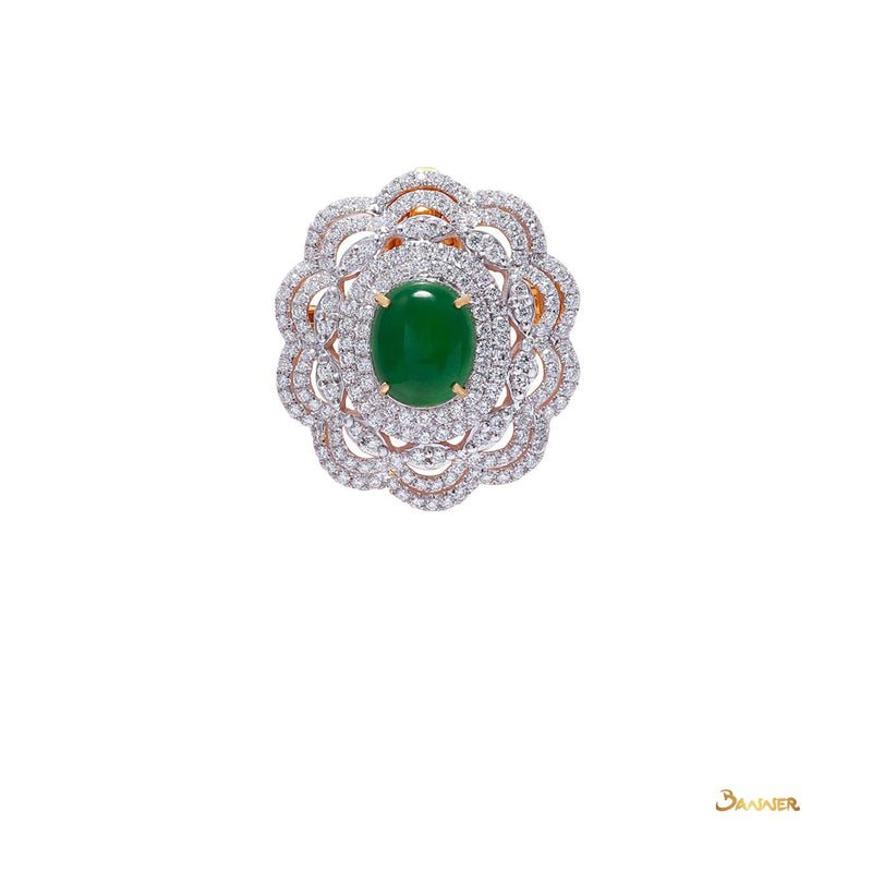 Jade and Diamond Floral 2 ways Pendant