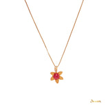 Ruby Cabochon and Diamond Flower Pendant