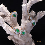 Imperial Green Jade and Diamond Floral Ring