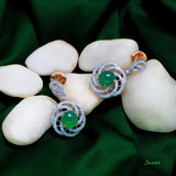 Imperial Green Jade and Diamond Floral Dangle Earrings