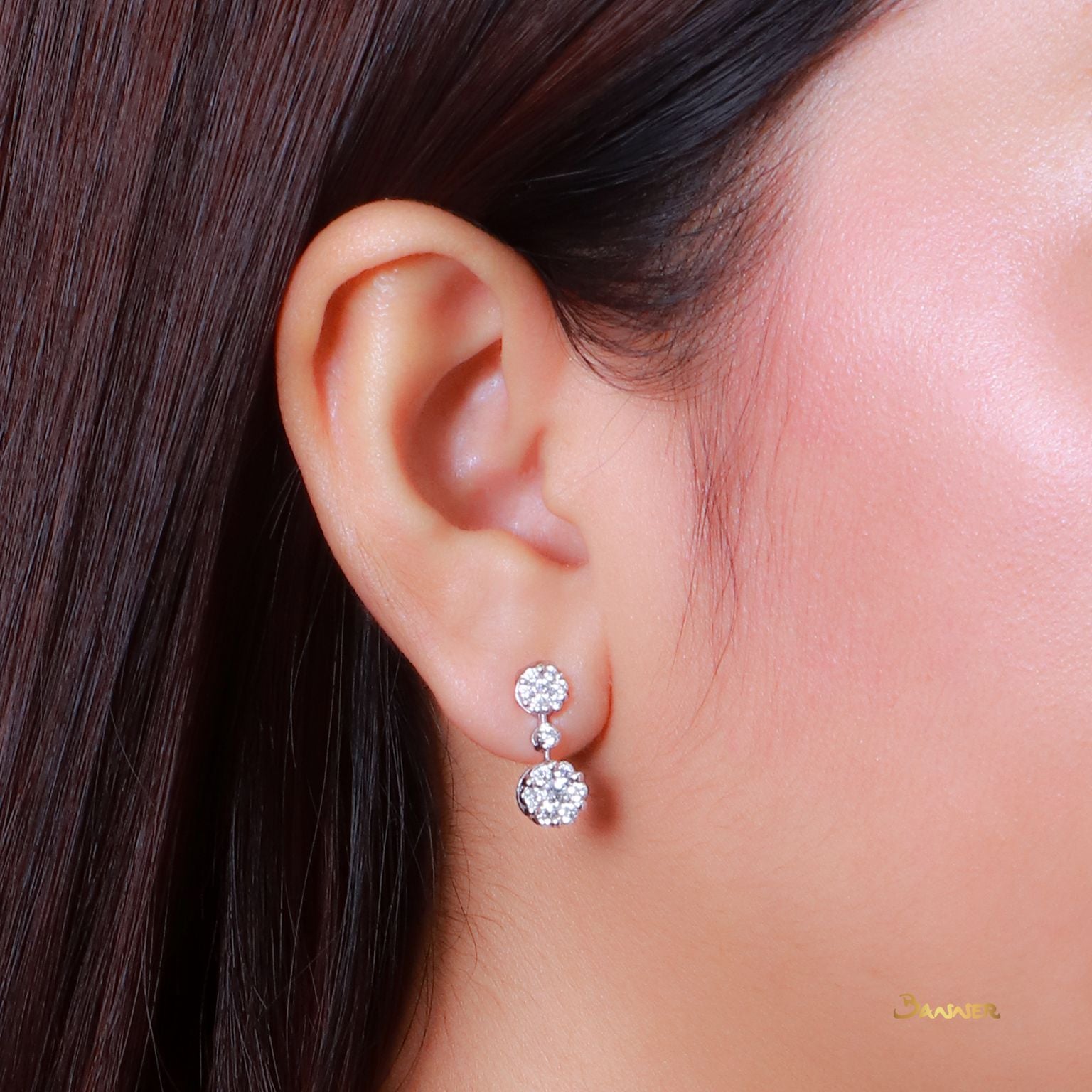 Diamond Floral 2-Step Earrings