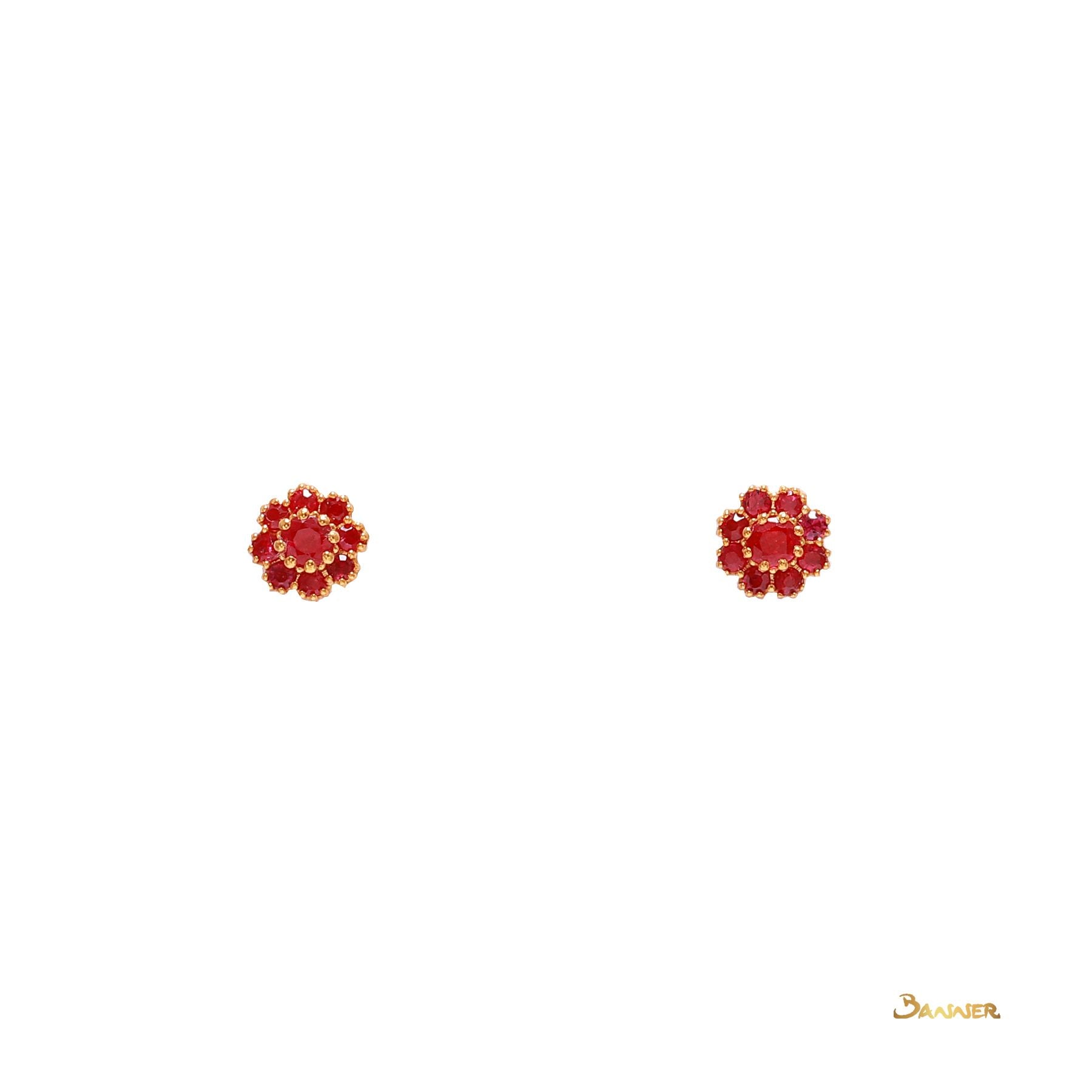 Ruby Flower Earrings