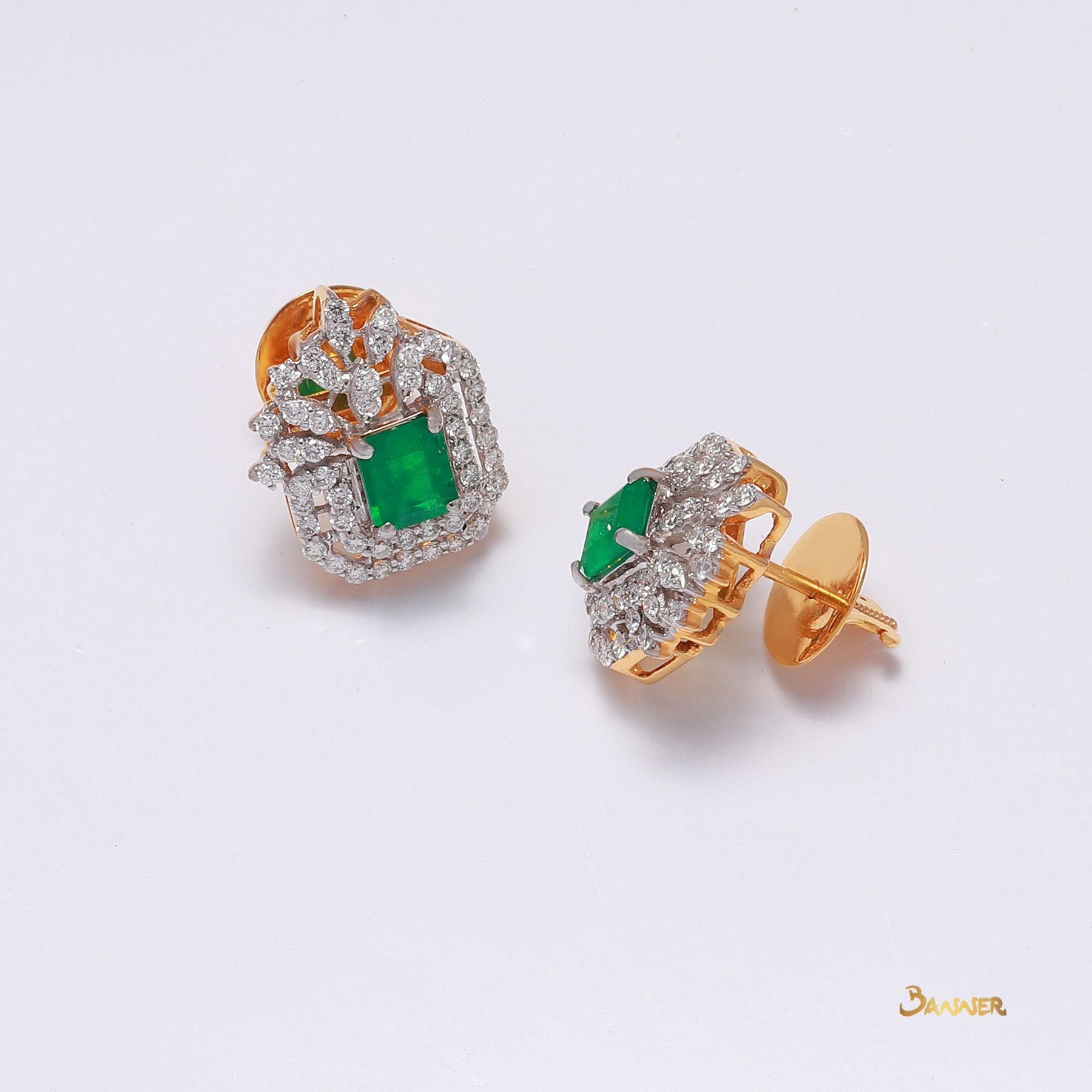 Columbian Emerald and Diamond Earrings