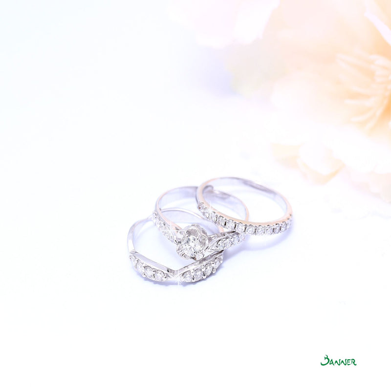 Diamond Floral Ring (0.15 ct. Middle Diamond)