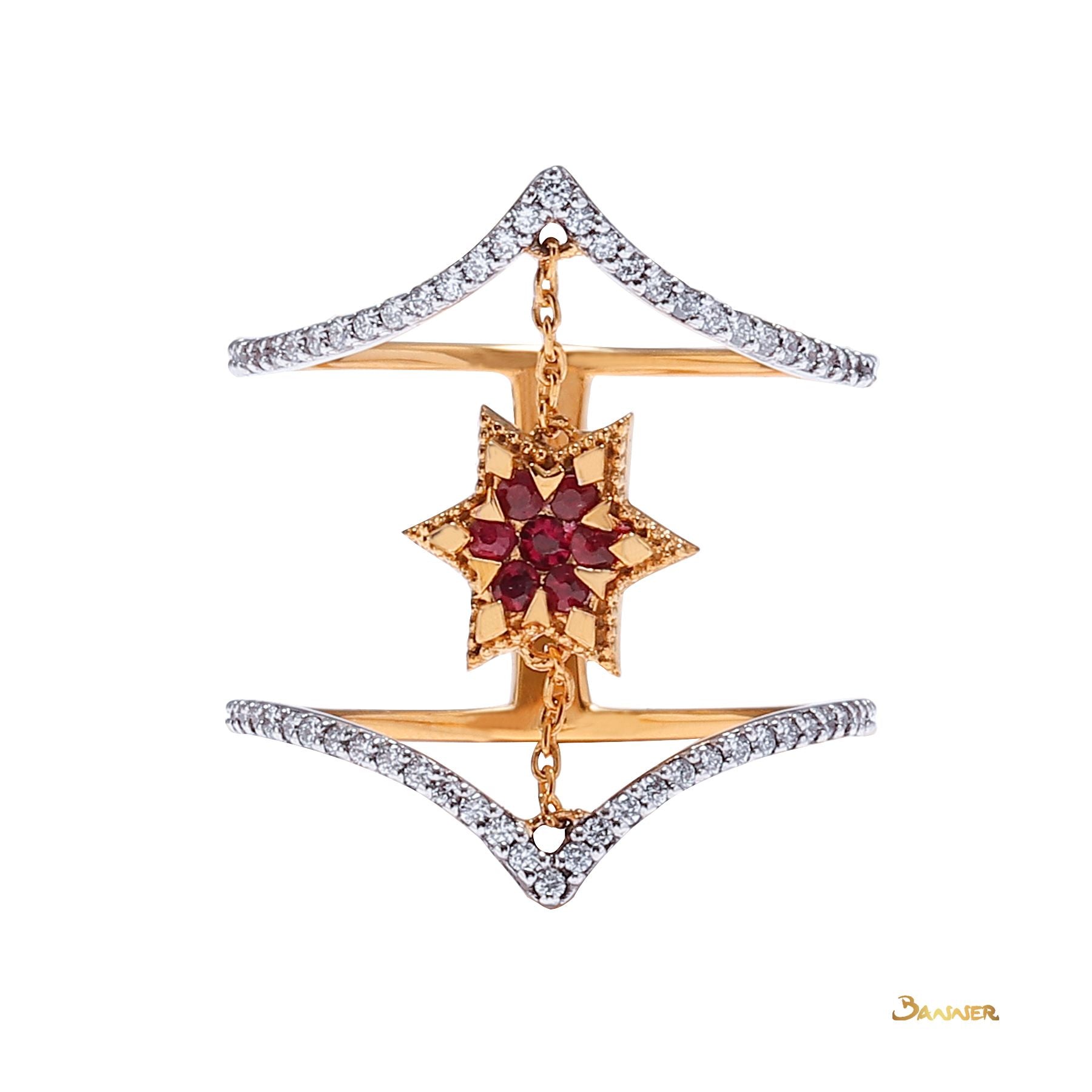 Ruby and Diamond Arrow Ring