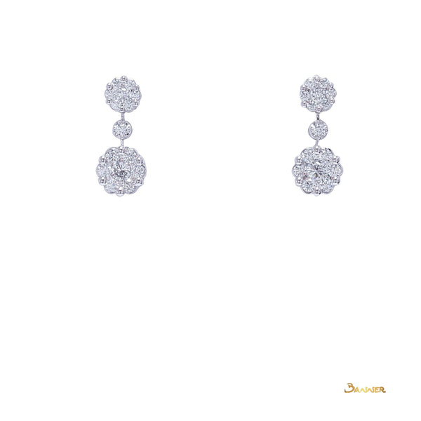 Diamond Floral 2-Step Earrings