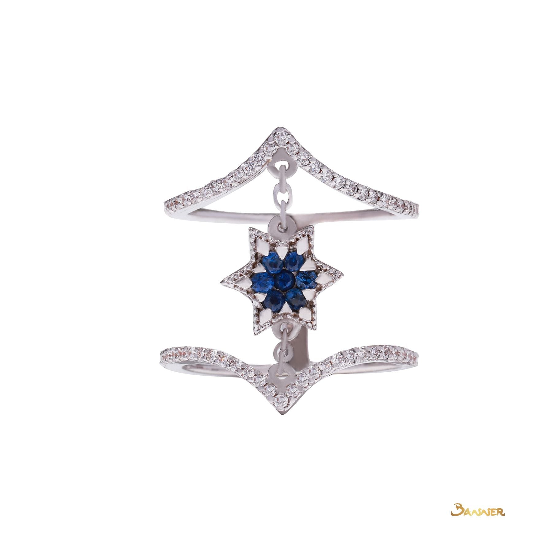 Sapphire and Diamond Arrow Ring