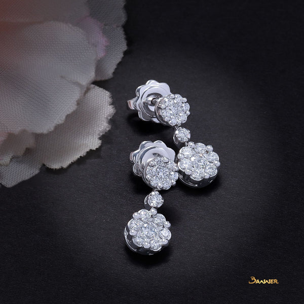 Diamond Floral 2-Step Earrings