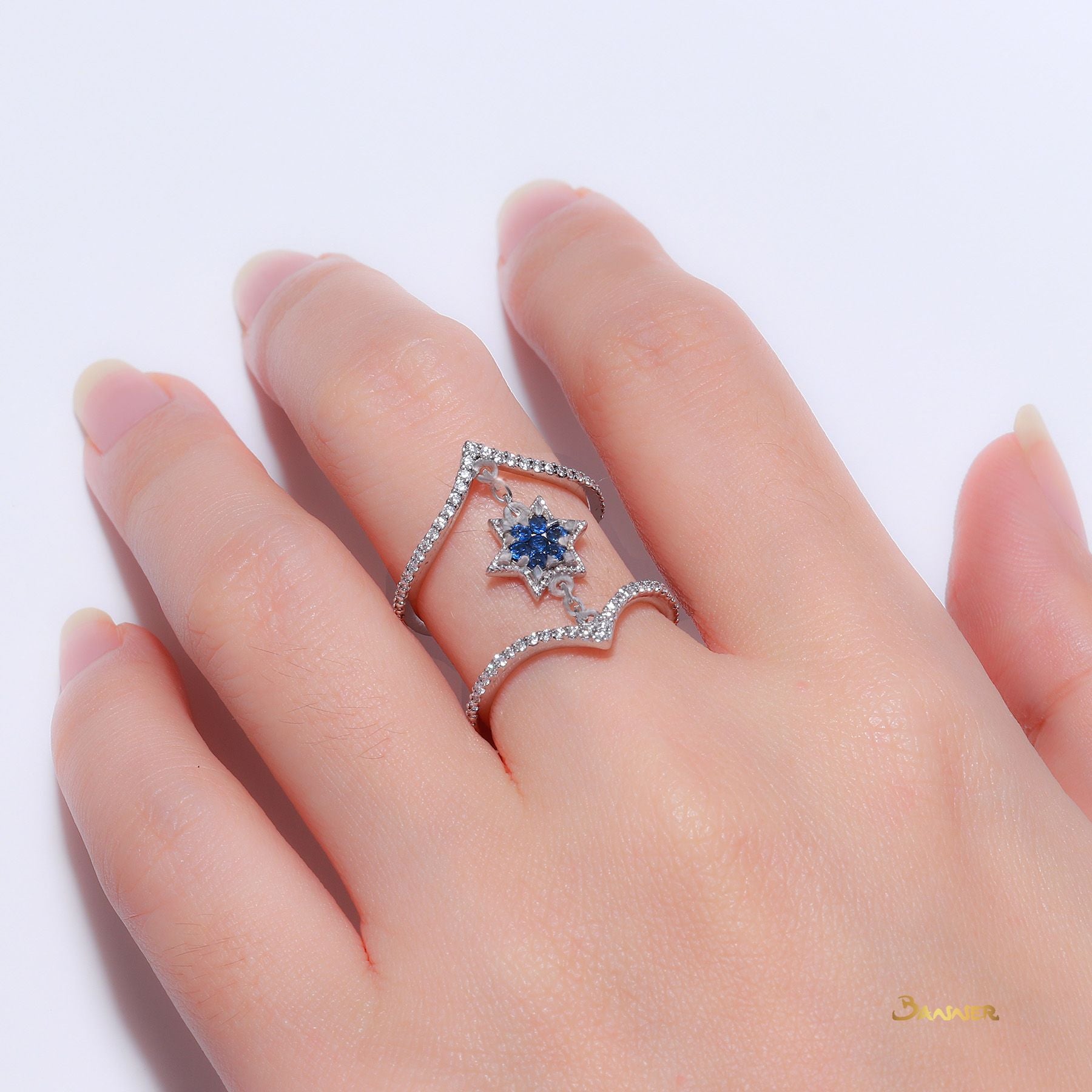 Sapphire and Diamond Arrow Ring