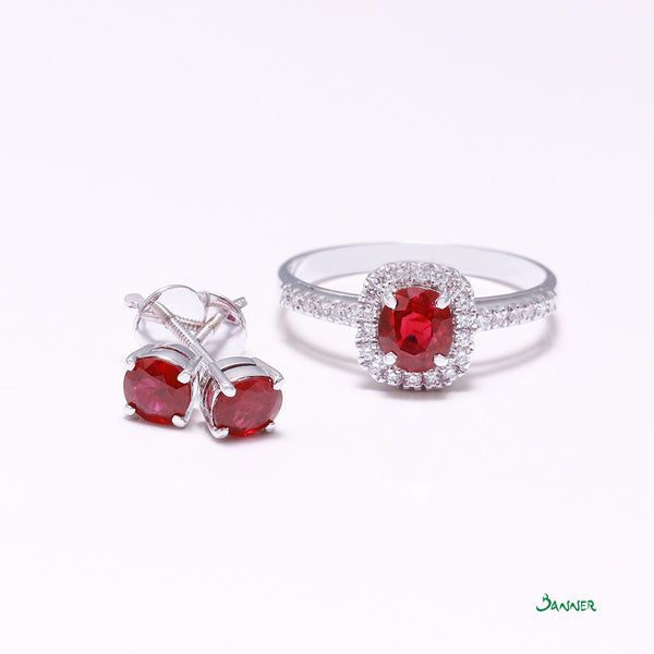 Ruby and Diamond Halo Ring