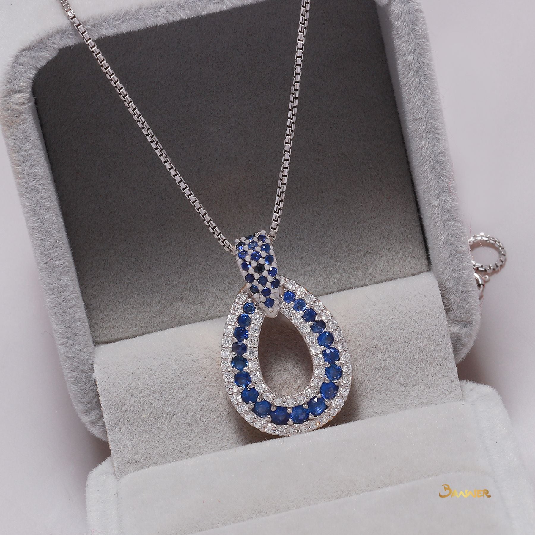 Sapphire and Diamond Rain-drop Pendant