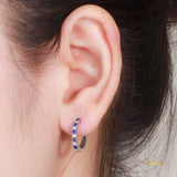 Sapphire and Diamond Huggie Earrings(Medium)