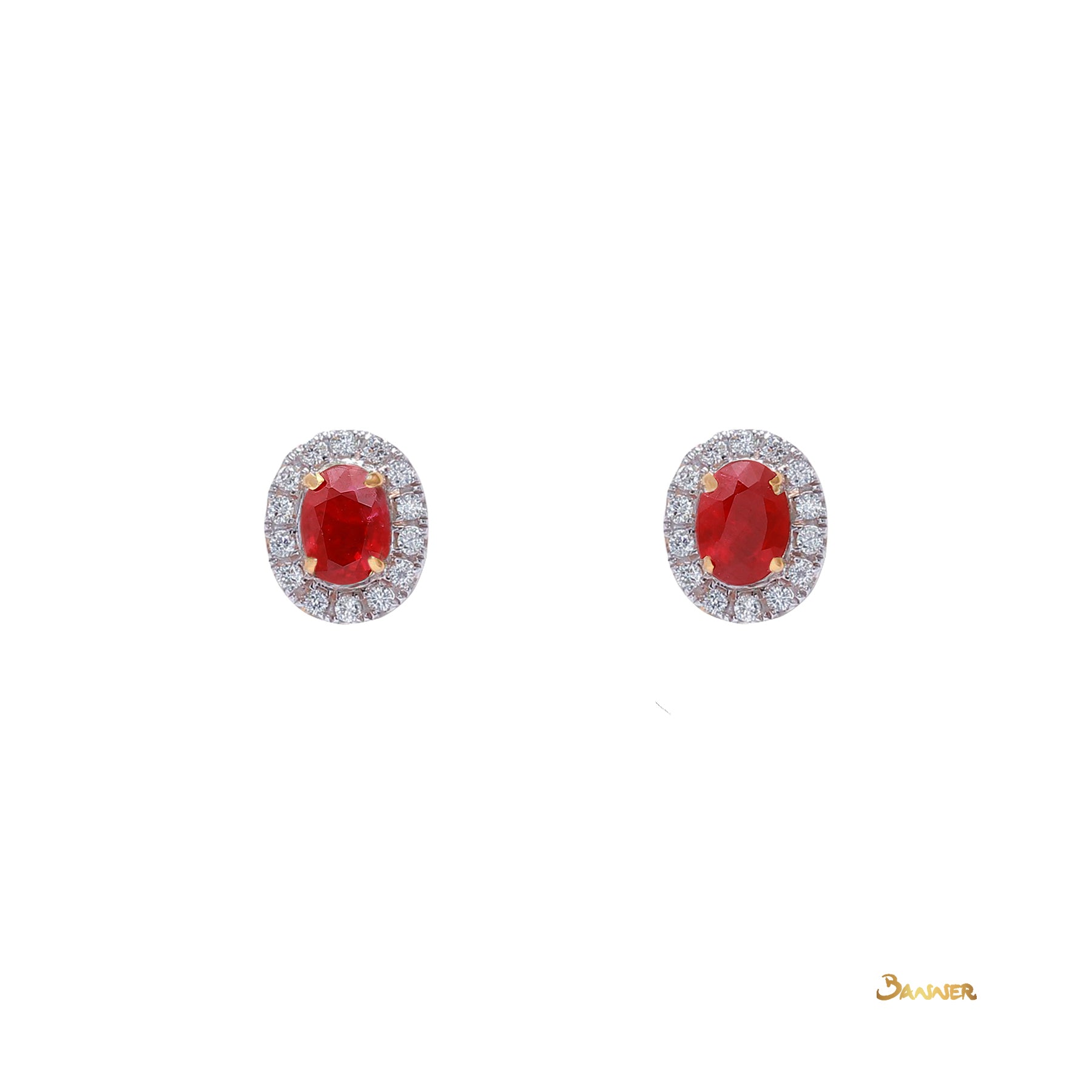 Ruby and Diamond Halo Earrings