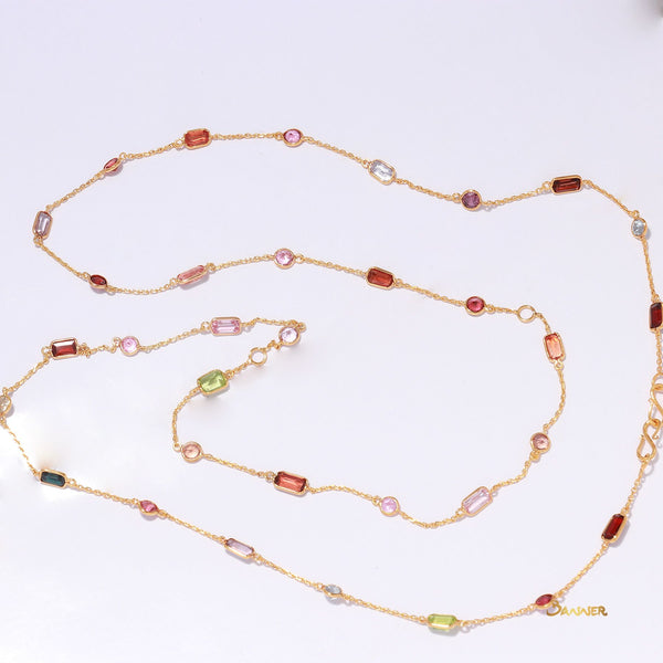 Multi-color Spinel Opera Necklace (2-way)