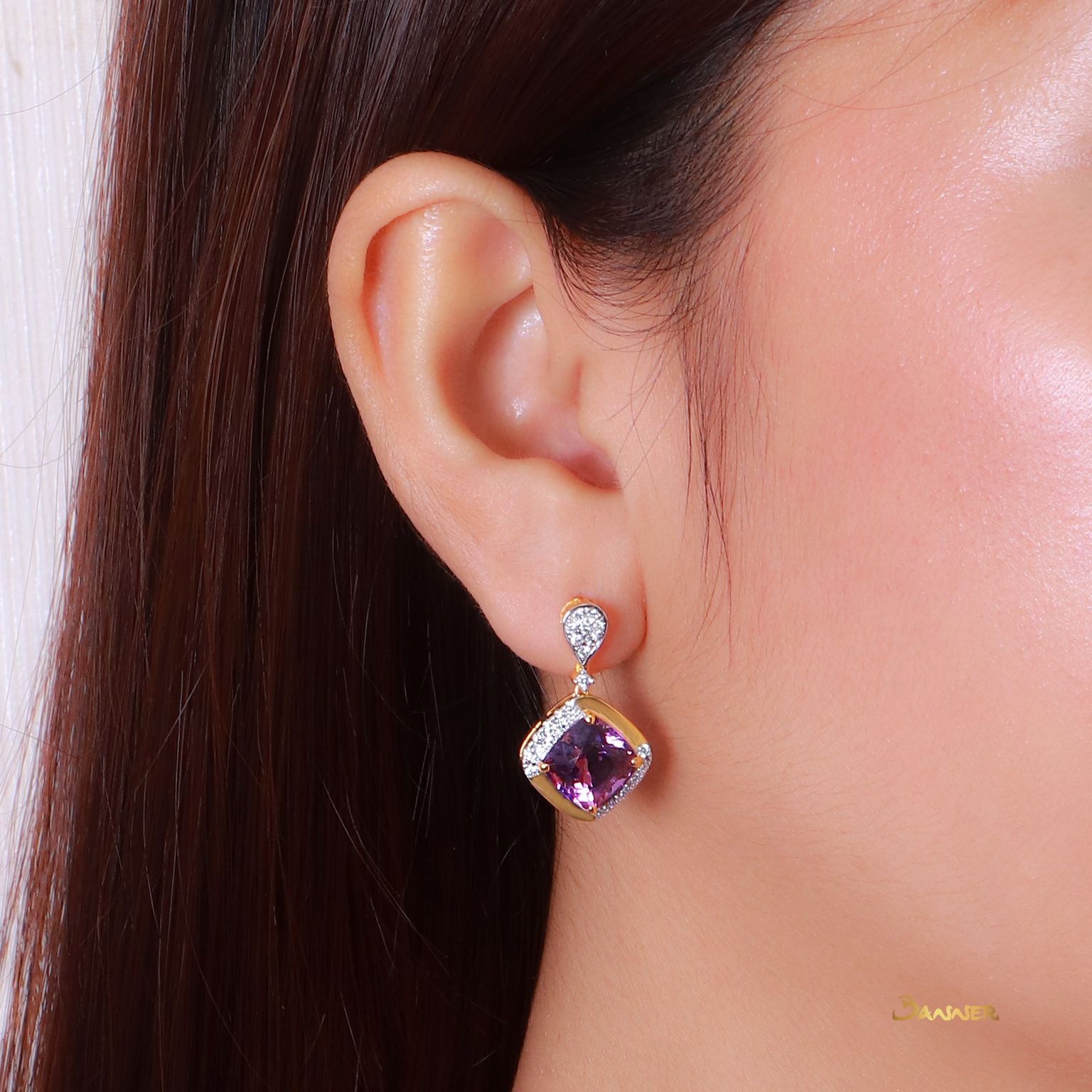 Amethyst and Diamond Earrings