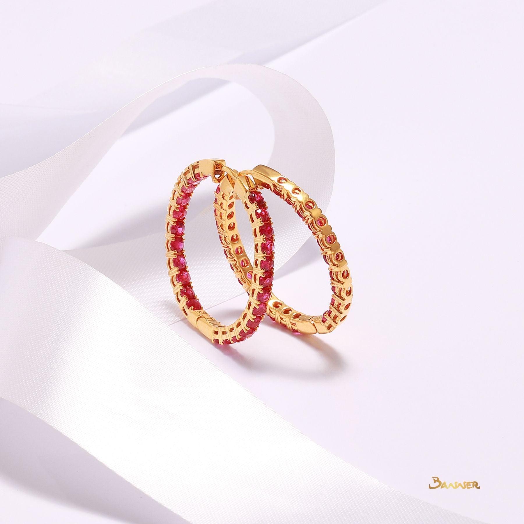 Ruby Hoop Earrings