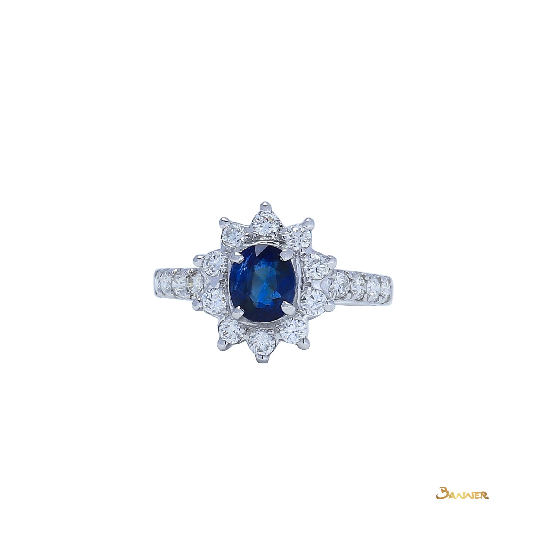 Sapphire and Diamond Sunflower Ring