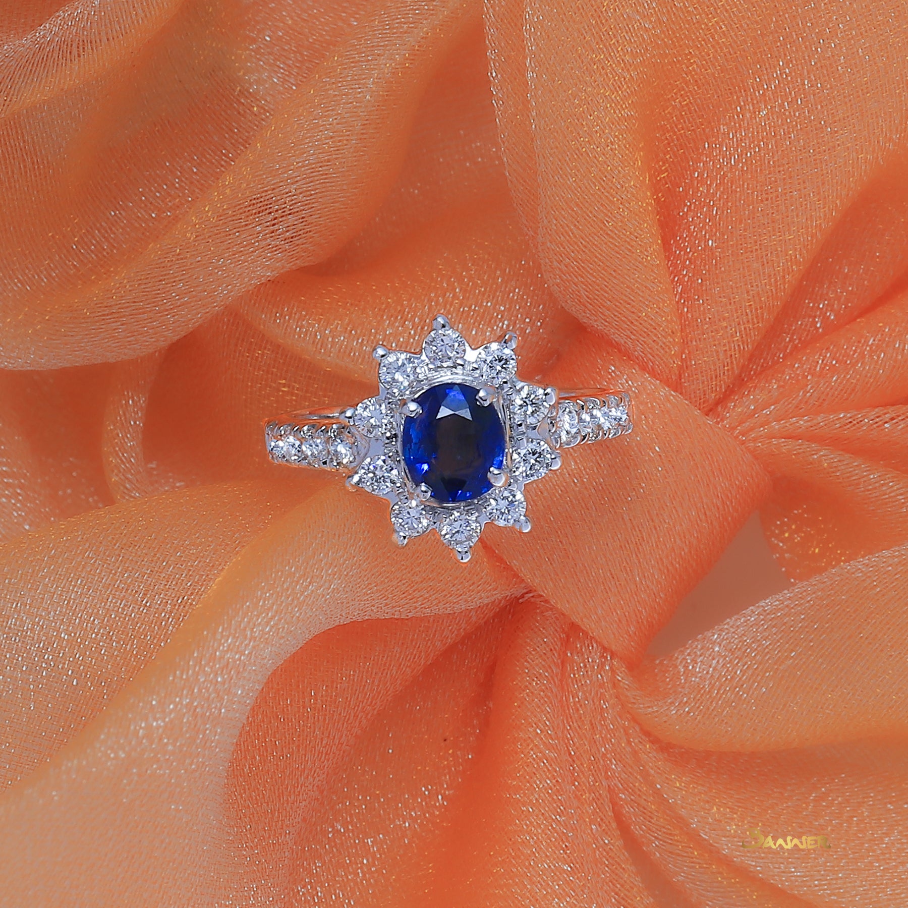 Sapphire and Diamond Sunflower Ring