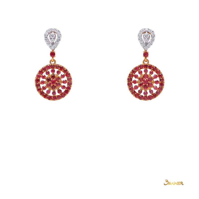 Ruby and Diamond Wheel Earrings