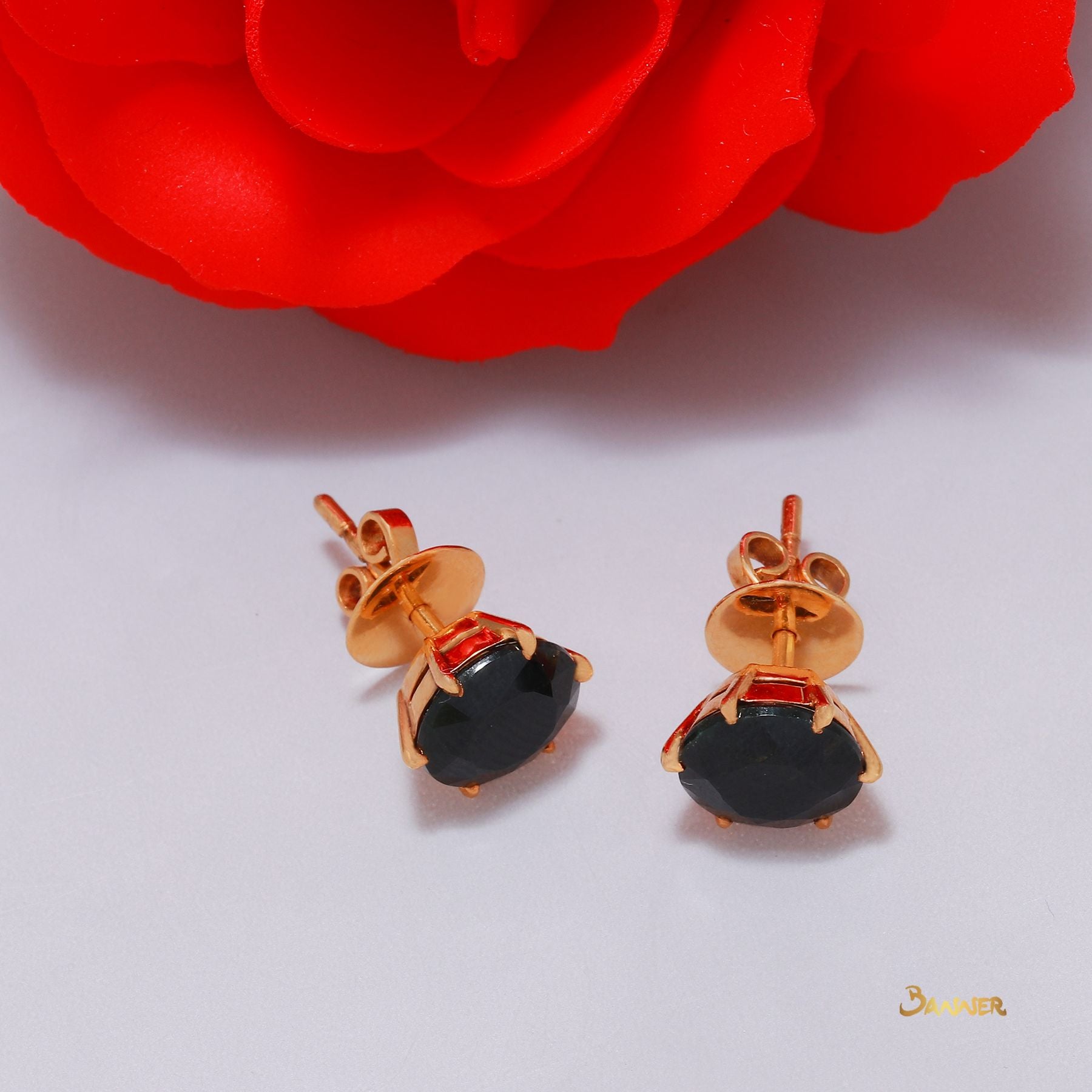 Black Jade Solitaire Earrings